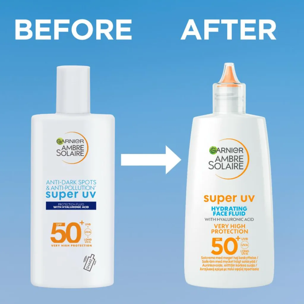 Garnier Ambre Solaire Super UV Hydrating Face Fluid SPF 50+< Solcreme