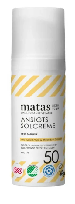 Matas Striber Solcreme<Ansigtssolcreme SPF 50 Uden Parfume
