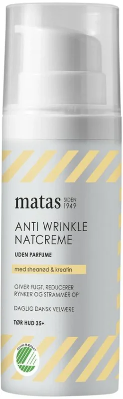 Matas Striber Natcreme<Anti Wrinkle Natcreme til Tør Hud Uden Parfume