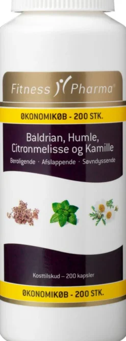 Fitness Pharma Ingredienser<Baldrian, Humle, Citronmelisse og Kamille
