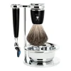 Mühle Shaving Skrabere & Blade>Barbersæt med fire dele, Rytmo, Sort resin