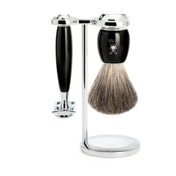 Mühle Shaving Skrabere & Blade<Barbersæt med tre dele, Vivo, Sort resin