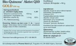 Pharma Nord Ingredienser>Bio-Quinone Aktivt Q10 Gold 100 mg