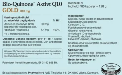 Pharma Nord Ingredienser>Bio-Quinone Aktivt Q10 Gold 100 mg