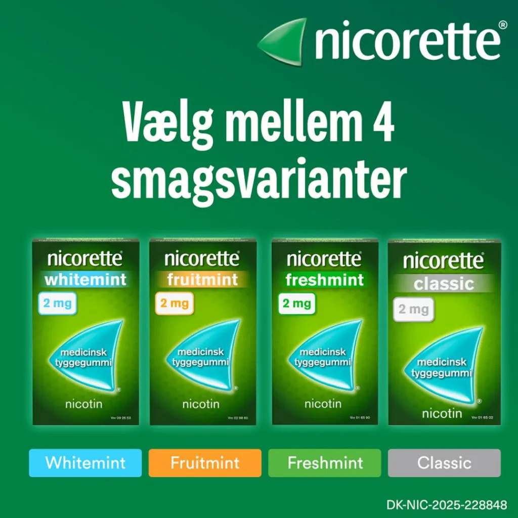 Nicorette® Nikotintyggegummi|Rygestop>Classic 2 mg medicinsk tyggegummi