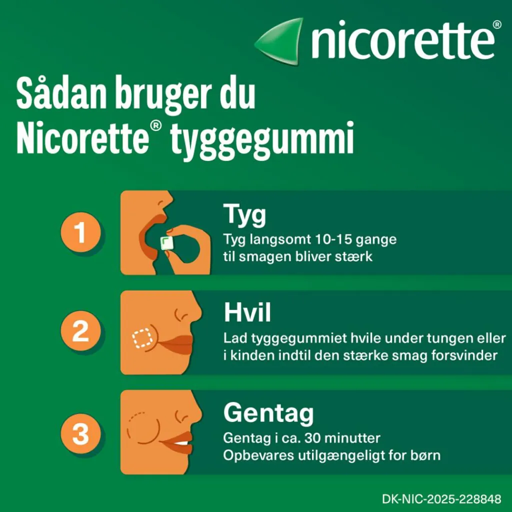 Nicorette® Nikotintyggegummi|Rygestop>Classic 2 mg medicinsk tyggegummi