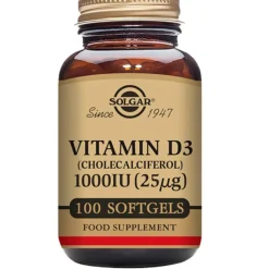 Solgar D3-vitamin 25 mcg softgel (1000 i.u.)< D-Vitamin