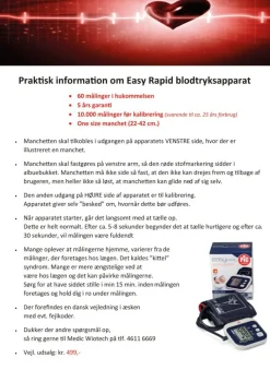 Rapid Blodtryksmålere>Easy blodtryksmåler arm 22-42 cm