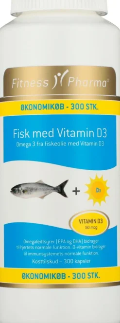 Fitness Pharma Fiskeolie 500mcg+D3< Fiskeolie & Omega 3
