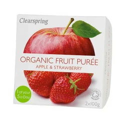 Clearspring Konserves>Frugtpuré æble, jordbær Ø