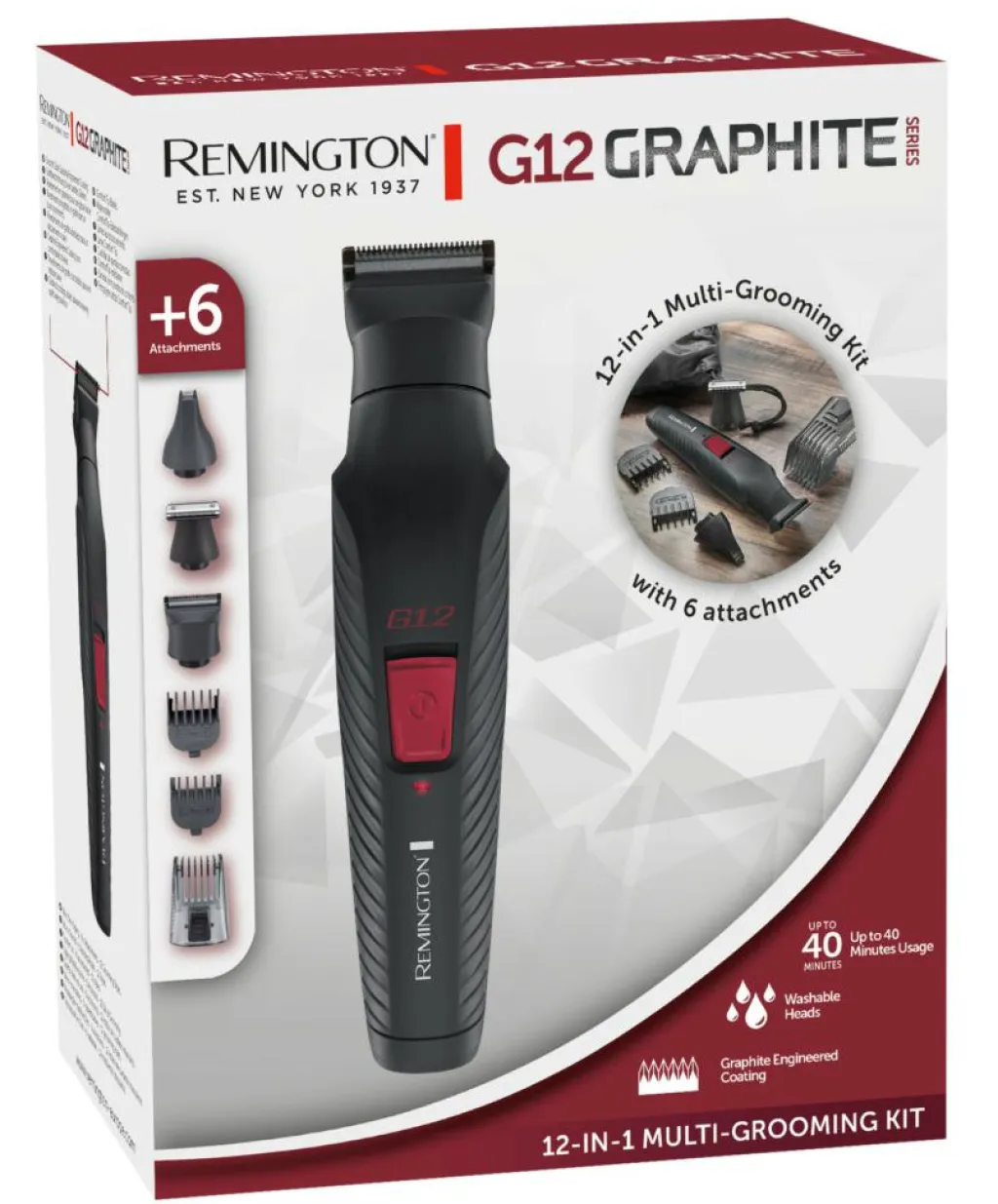 Remington Hårtrimmere>G12 Graphite Series Multi-grooming Kit