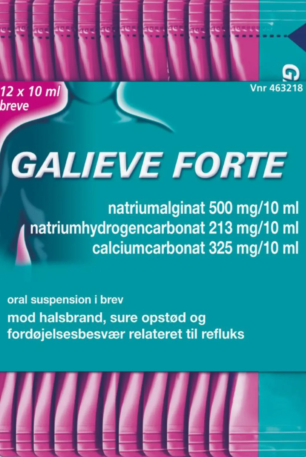 Galieve Forte, 500 mg/213 mg/325 mg, oral suspension< Halsbrand & Mavesyre