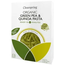 Clearspring Grønne ærter & quinoa fusilli Ø< Pasta, Ris & Bælgfrugter