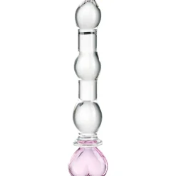 Baseks Heart Beaded Glas Dildo< Sexlegetøj