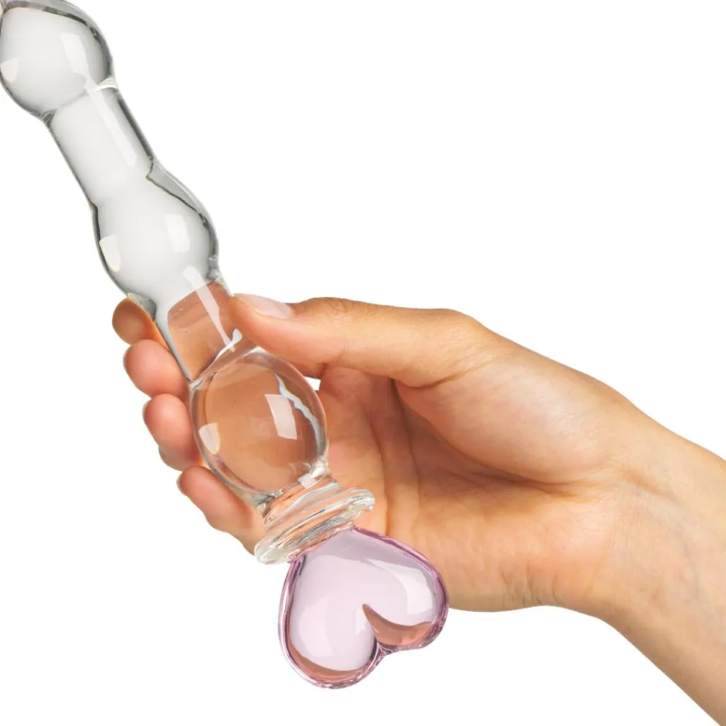 Baseks Heart Beaded Glas Dildo< Sexlegetøj