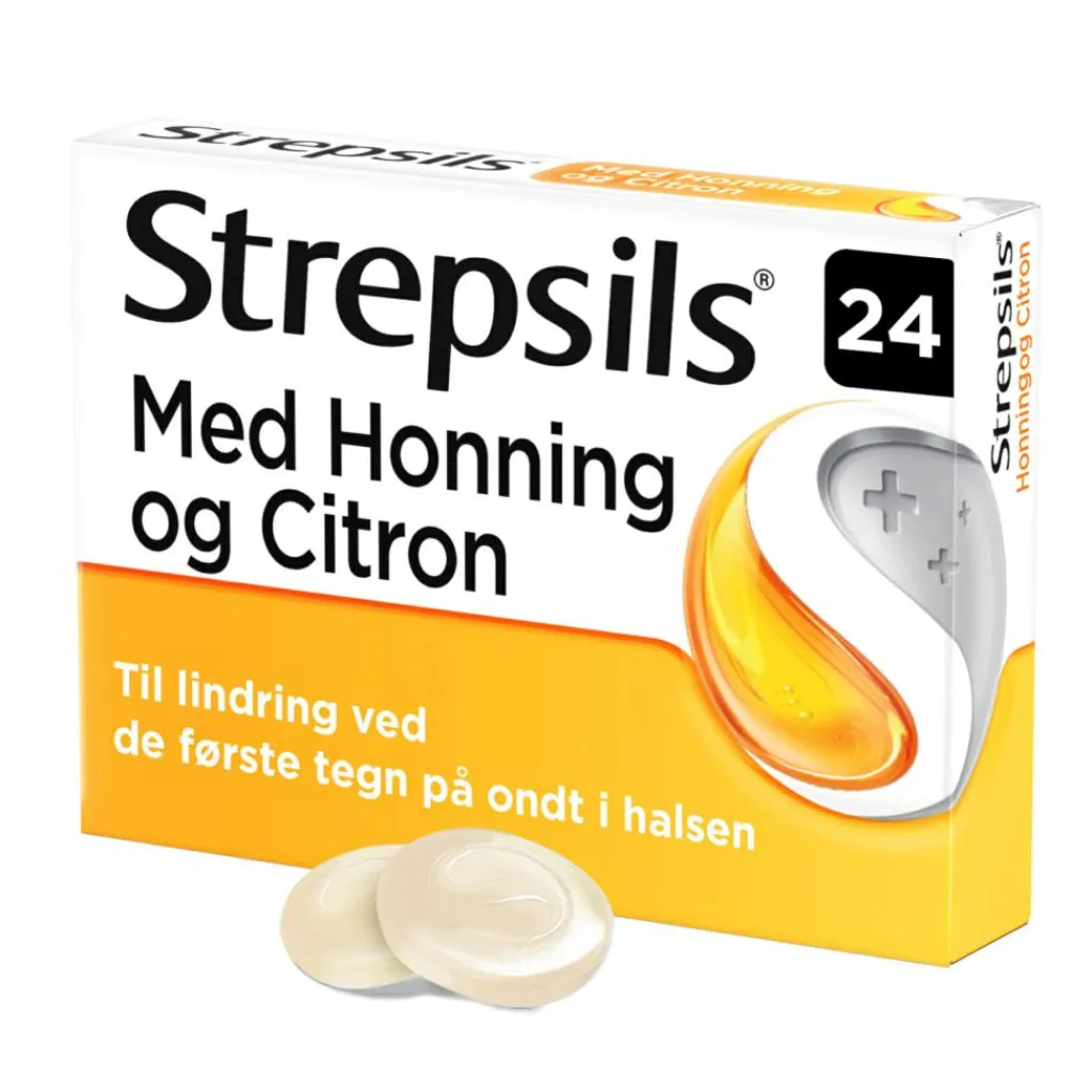 Strepsils Ondt I Halsen|Forkølelse<Honning og Citron, sugetabletter