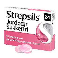 Strepsils Ondt I Halsen|Forkølelse>Jordbær Sukkerfri, sugetabletter