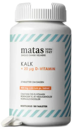 Matas Striber Kalk>Kalk 400 mg + D-vitamin 20 µg