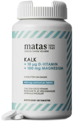 Matas Striber Kalk 400 mg + Magnesium 100 mg + D-vitamin 10 µg< Kalk