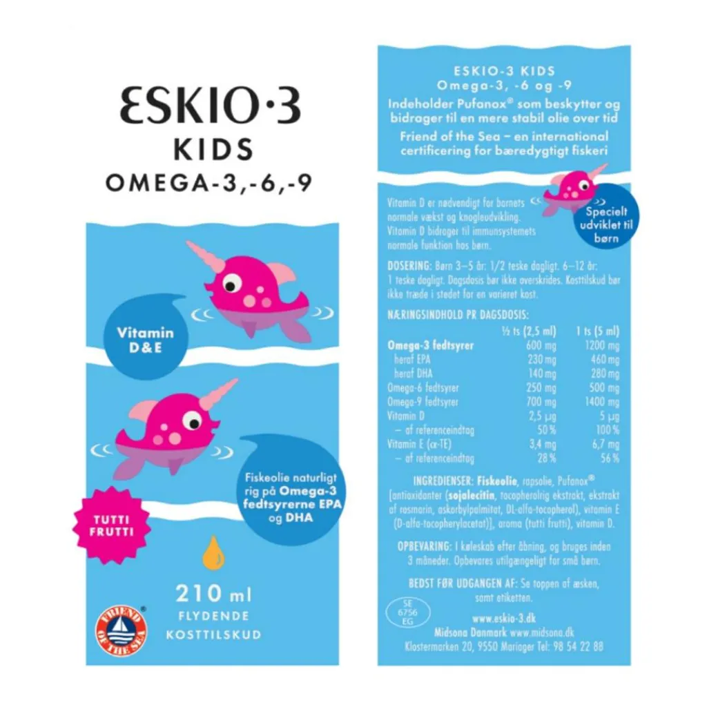 Eskio-3 Kosttilskud Til Børn|Fiskeolie & Omega 3<Kids Omega 3-6-9 Tutti Frutti