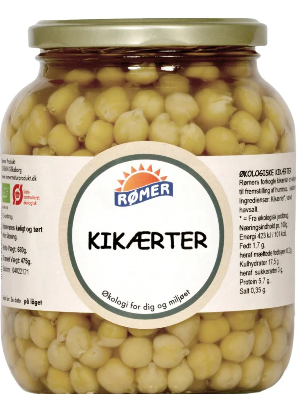 Rømer Kikærter i vand Ø< Pasta, Ris & Bælgfrugter