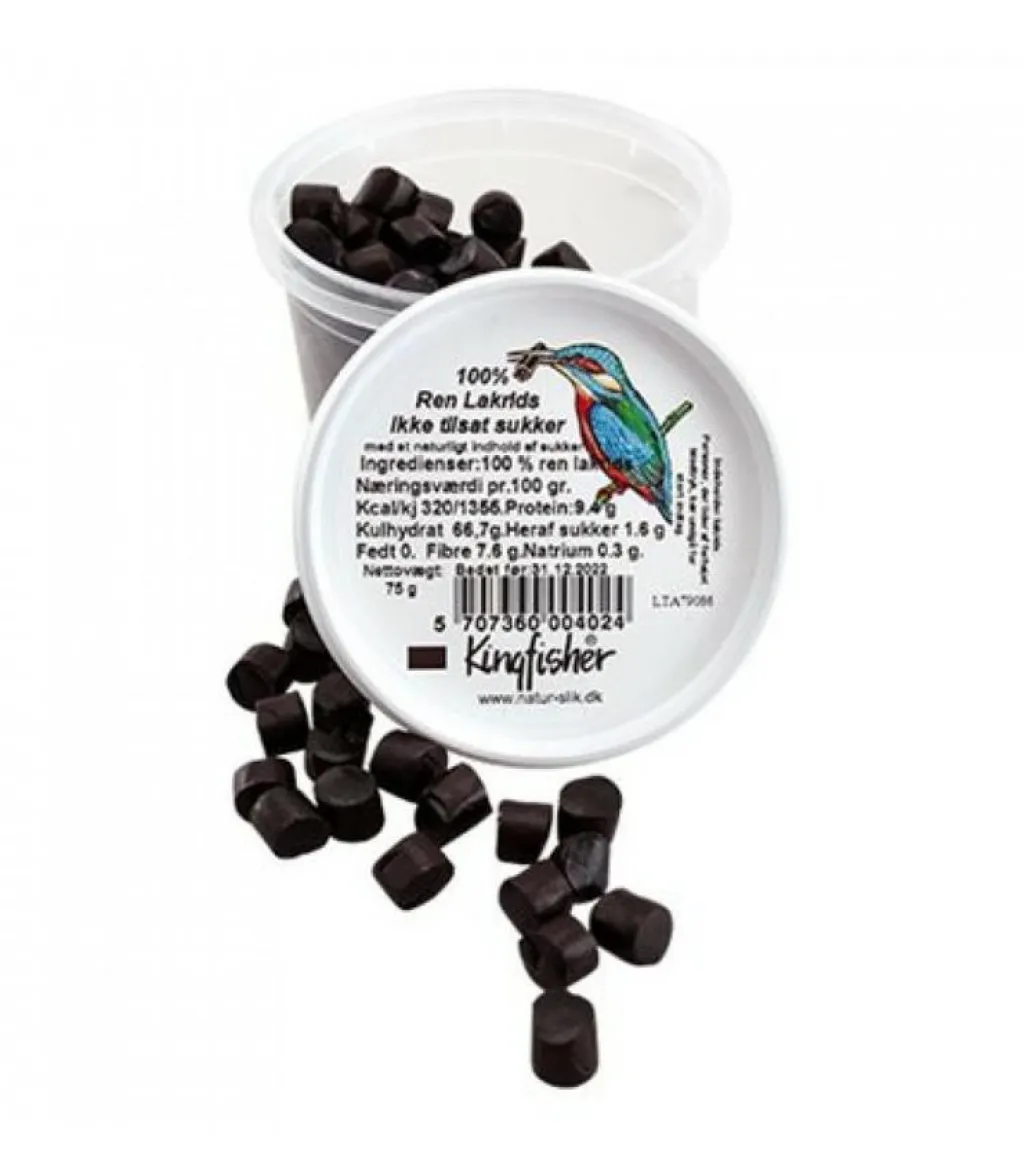 Kingfisher 100% Ren Lakrids sukkerfri< Lakrids & Vingummi