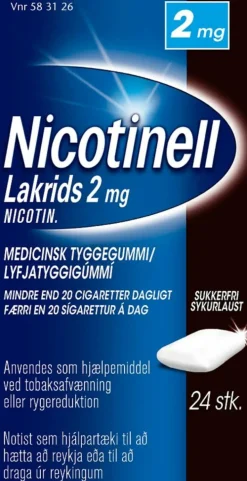 Nicotinell Nikotintyggegummi|Rygestop>Lakrids Tyggegummi 2 mg