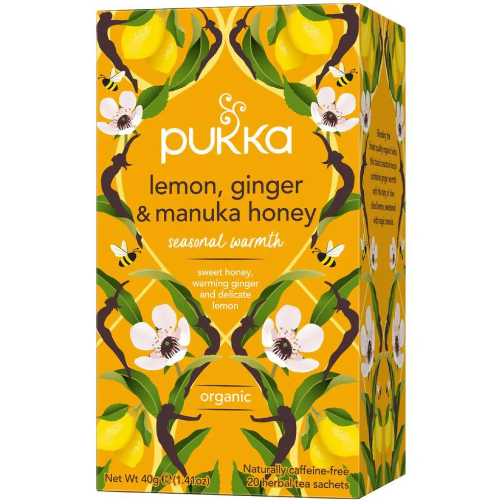 Pukka Te>Lemon, Ginger & Manuka honey te Ø