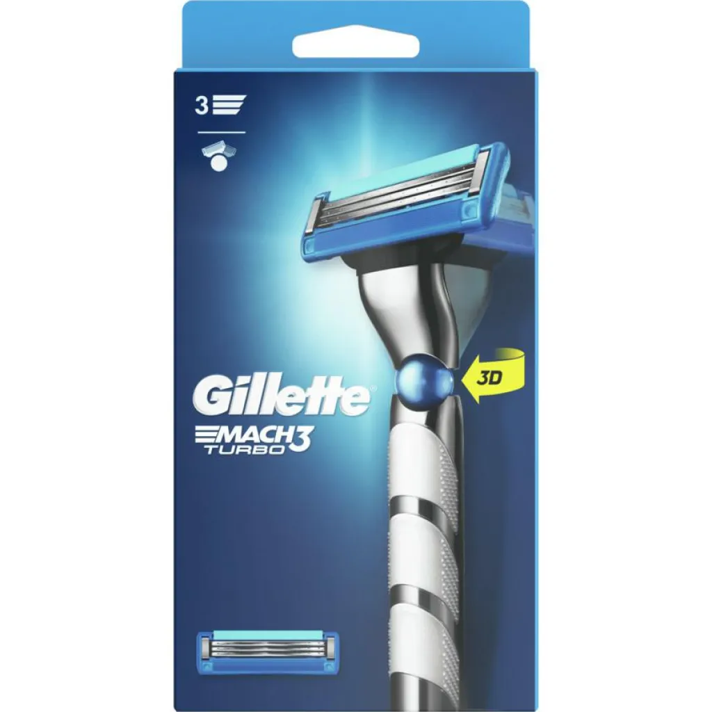 Gillette Mach3 Turbo barberskraber + 1 barberblad< Skrabere & Blade