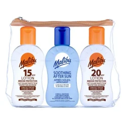 Malibu Sun Travel Essentials with Medium Suncream Protection and Soothing A< Rejsestørrelser