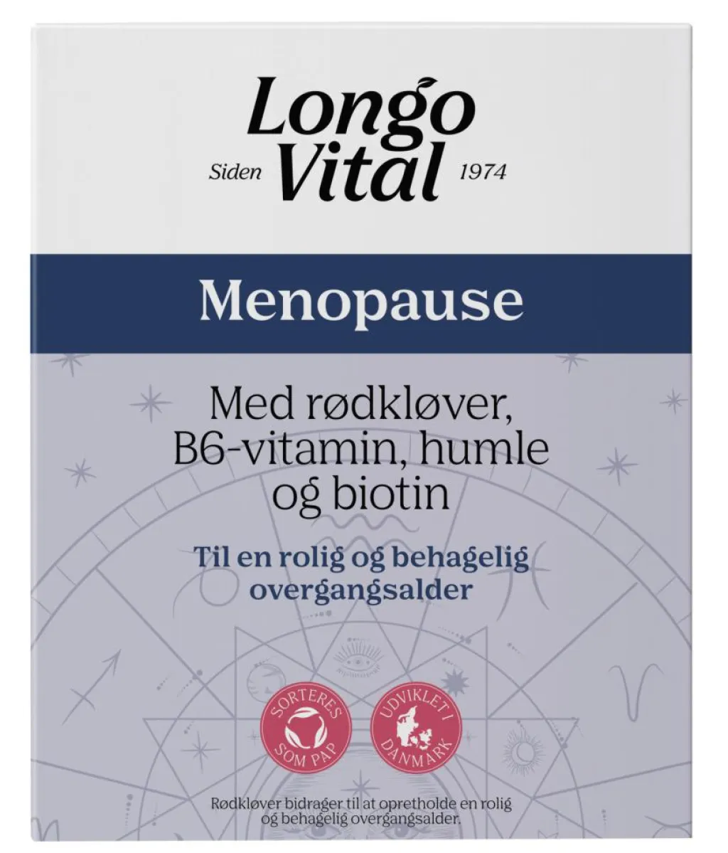 Longo Vital Kosttilskud Til Kvinder>Menopause med rødkløver, B6-vitamin , humle og biotin