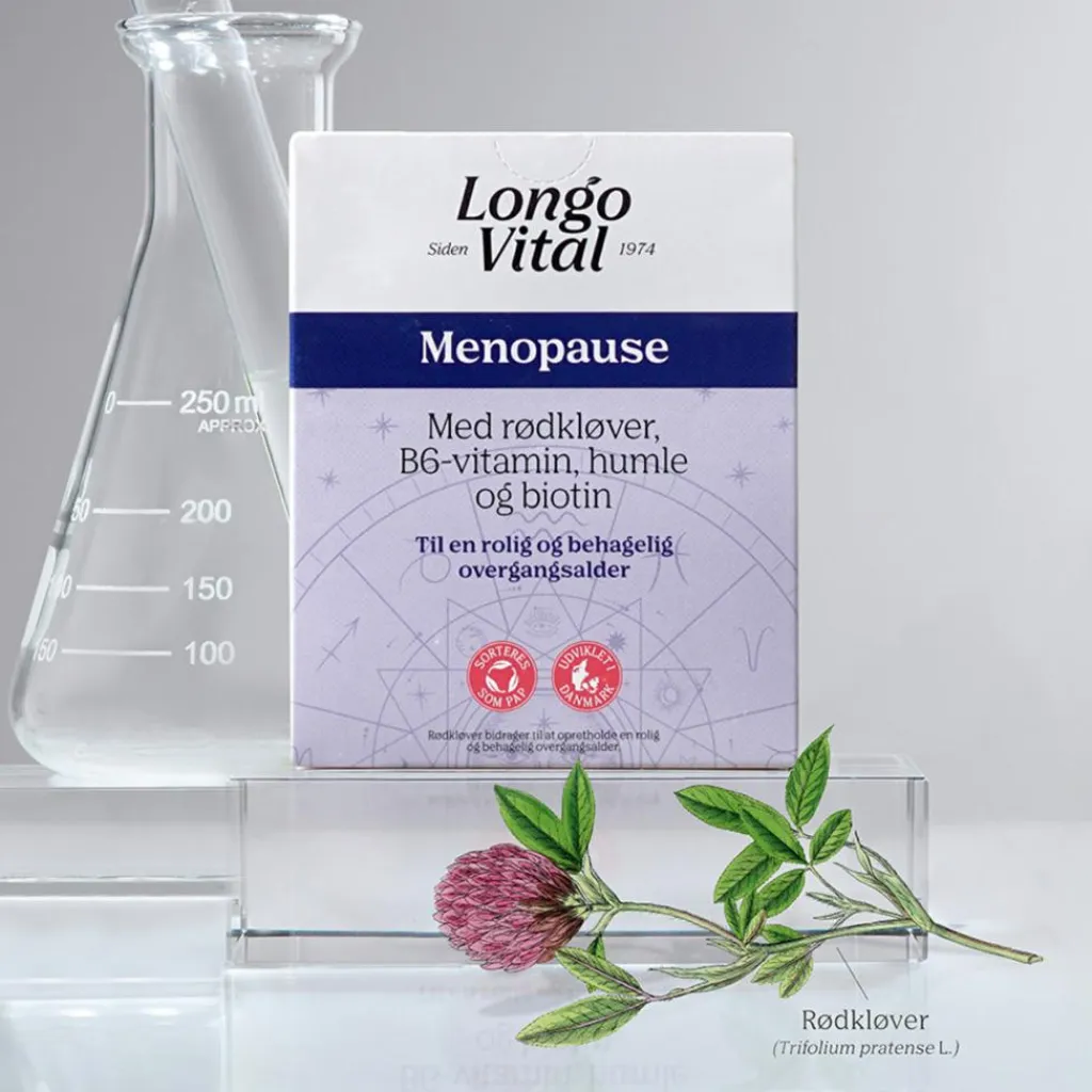 Longo Vital Kosttilskud Til Kvinder>Menopause med rødkløver, B6-vitamin , humle og biotin