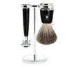 Mühle Shaving Skrabere & Blade>Mühle Barbersæt med DE-Skraber, holder, kost SORT