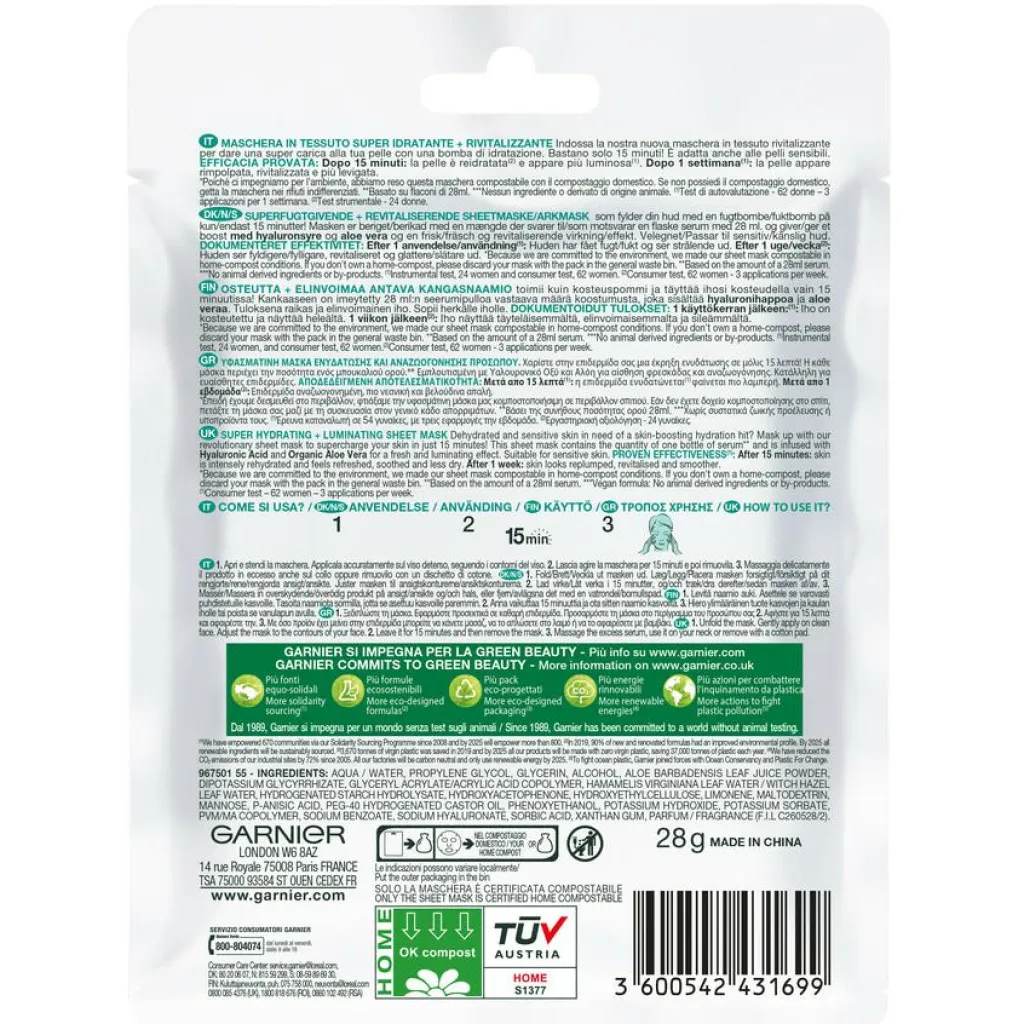 Garnier Masker<Moisture Bomb Aloe Sheet Mask