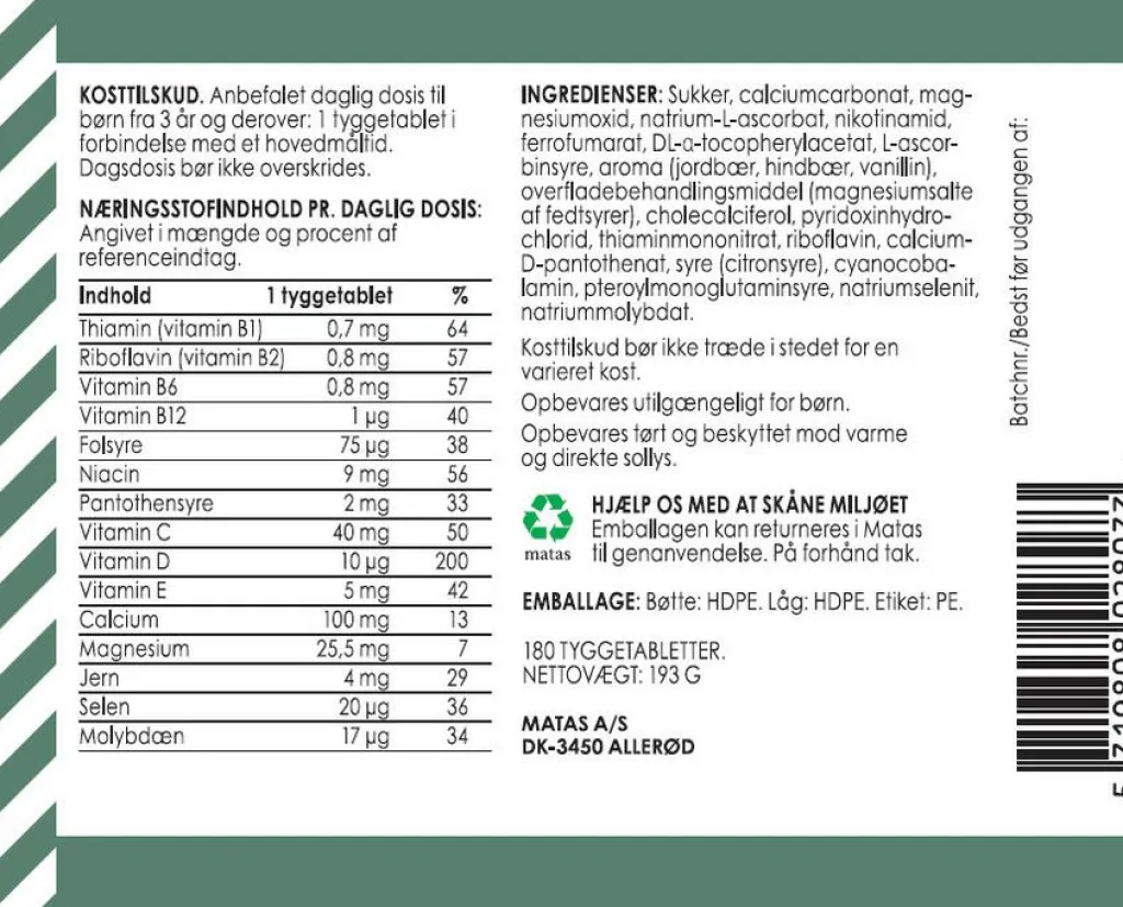 Matas Striber Børnevitaminer|Børnevitaminer<Multivitamin Børn m. sukker