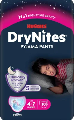 DryNites Pusletid>Natunderbukser Pige 4-7 år