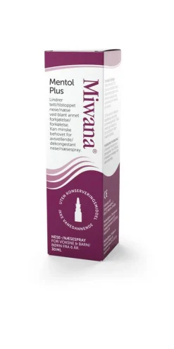 Miwana Næse|Forkølelse<Næsespray Menthol Plus