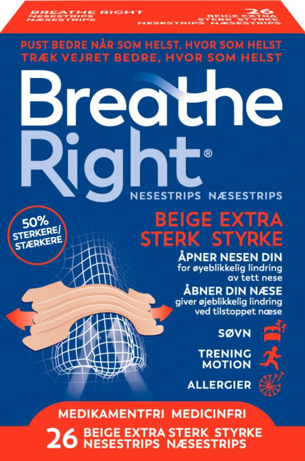 Breathe Right Snorken>Næsestrips Extra Styrke