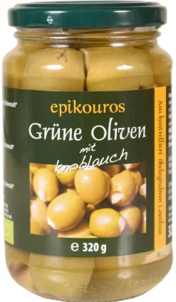 Rømer Konserves>Oliven Grønne m. hvidløg (græsk) Ø