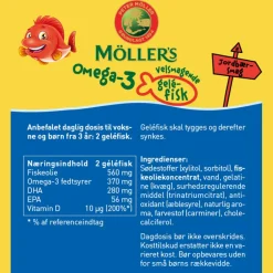 Möller's Tran Omega-3 gelé-fisk med jordbærsmag< Immunforsvar|Hjerne / Hukommelse