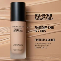 bareMinerals ORIGINAL Pure Serum Radiant Natural Liquid Foundation Mineral SPF 20< Foundation