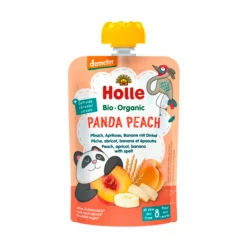 Holle Babymad>Panda Peach Fersken Aprikos & Banan Spelt Grød