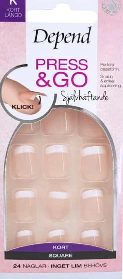 Depend Kunstige Negle Og Tilbehør<Press & Go French Look Rosa Kunstige Negle