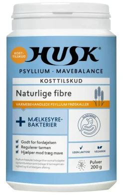 HUSK Psyllium Mavebalance Psyllium Mavebalance + Mælkesyrebakterier< Ingredienser
