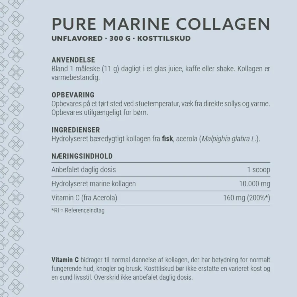 Plent Pure Marine Collagen 300 g< Ingredienser