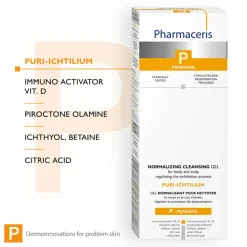 Pharmaceris Puri-Ichitilium- Beroligende rensegel til tør og skællende hud< Hovedbundspleje|Kropspleje