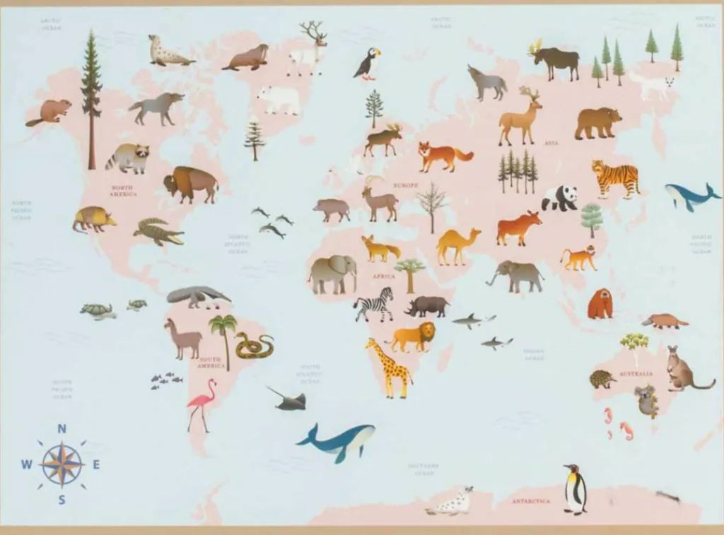 ViSSEVASSE Spil Og Puslespil<Puslespil 'World Map Animal'