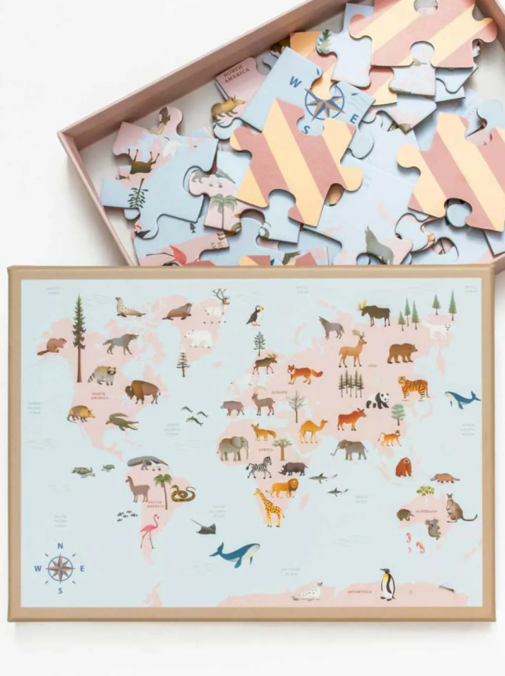 ViSSEVASSE Spil Og Puslespil<Puslespil 'World Map Animal'