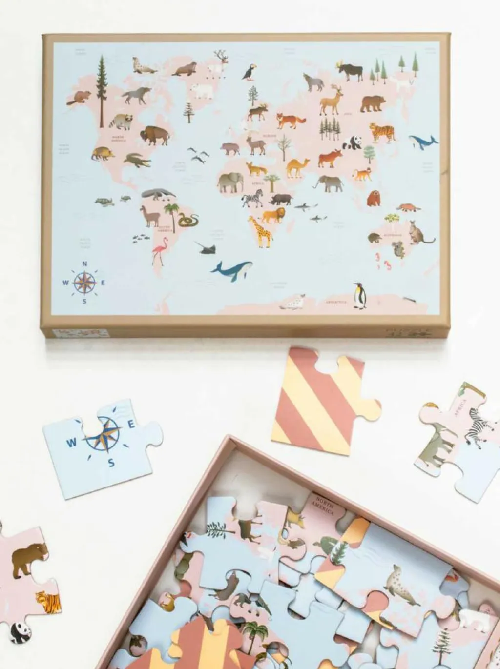 ViSSEVASSE Spil Og Puslespil<Puslespil 'World Map Animal'