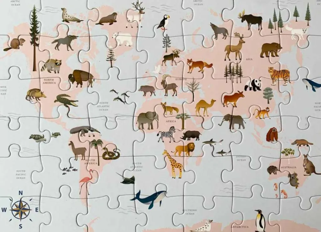ViSSEVASSE Spil Og Puslespil<Puslespil 'World Map Animal'
